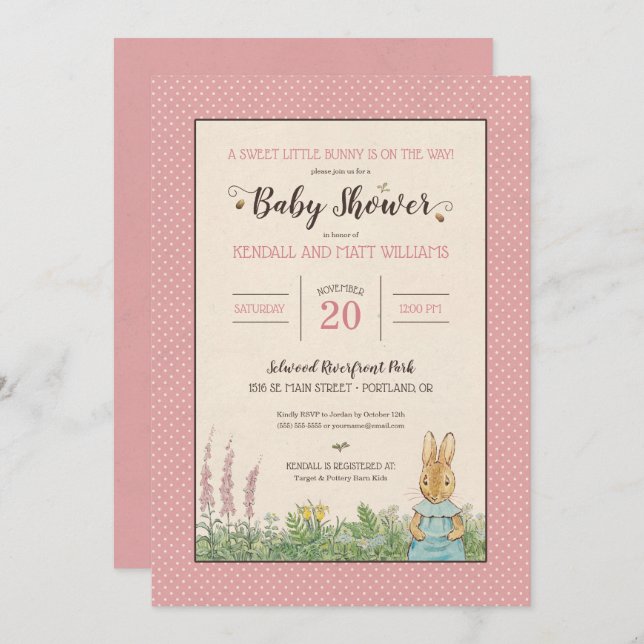 Peter Rabbit | Girl Baby Shower Invitation (Front/Back)