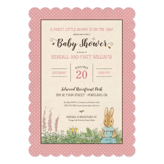 Peter Rabbit Girl Baby Shower Invitation Zazzle Com