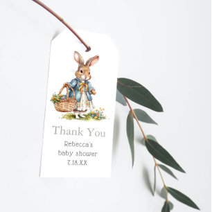 Peter Rabbit Girl Baby Shower Thank You Gift Tags