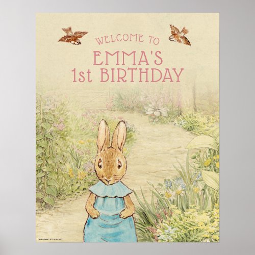 Peter Rabbit _ Girl  First Birthday Welcome Poster