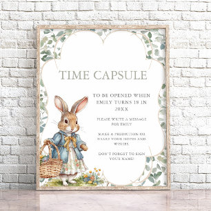 Peter Rabbit Girl's First Birthday Time Capsule Poster