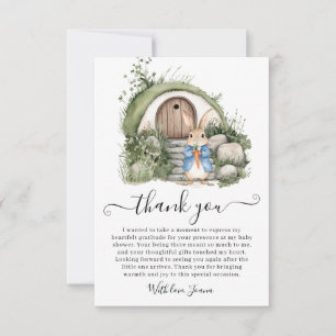 Peter Rabbit Green Burrow Wooden Gate Baby Shower  Thank You Card