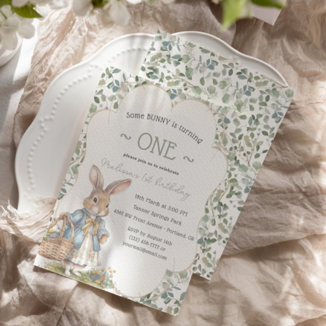 Peter Rabbit Greneery Girl First Birthday Invitation (Creator Uploaded)