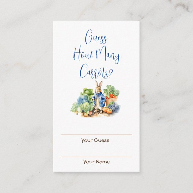 Peter rabbit guess how many carrots enclosure card (Front)