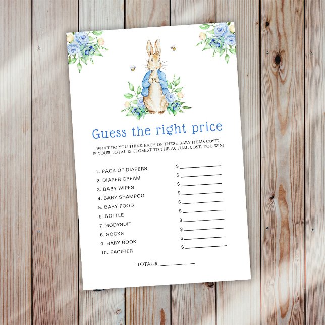 Peter Rabbit Guess The Price Baby Shower Game (Creator Uploaded)
