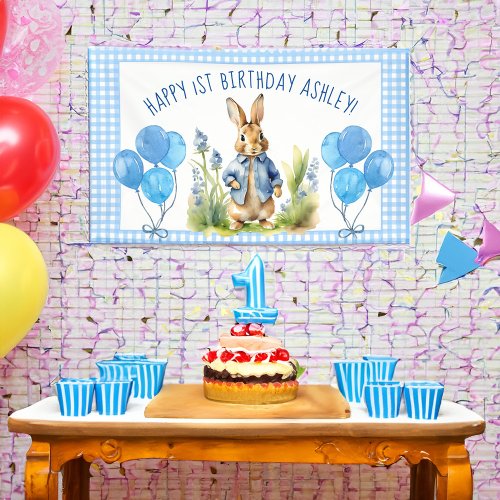 Peter rabbit happy birthday party template banner