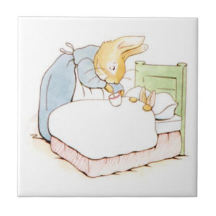 Peter Rabbit in Bed (Being Fed by his Mother) Ceramic Tile