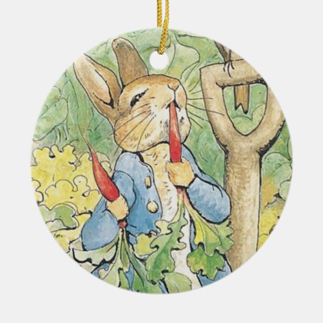 Peter Rabbit In The Garden - Beatrix Potter Ceramic Ornament (Front)