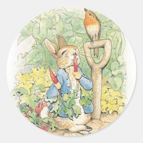 Peter Rabbit In The Garden _ Beatrix Potter Classic Round Sticker