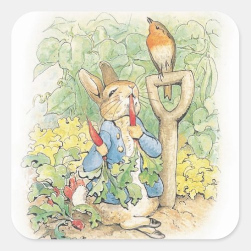 Peter Rabbit In The Garden _ Beatrix Potter Square Sticker