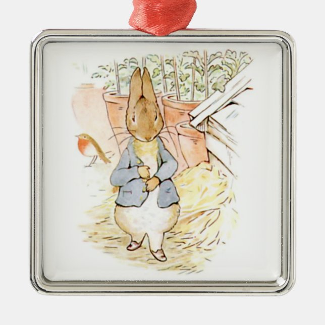 Peter Rabbit in the Garden (by Beatrix Potter) Metal Ornament (Front)