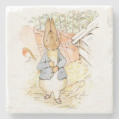 Peter Rabbit in the Garden by Beatrix Potter Stone Coaster