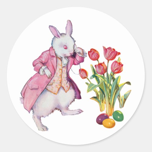 Peter Rabbit Inspects the Easter Eggs Classic Round Sticker