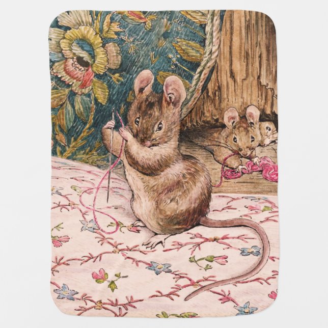 Peter Rabbit (mice threading needle)   Baby Blanket (Front)