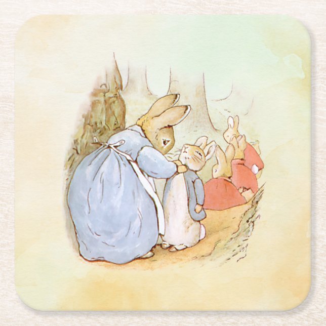 Peter Rabbit (mom)  Square Paper Coaster (Front)