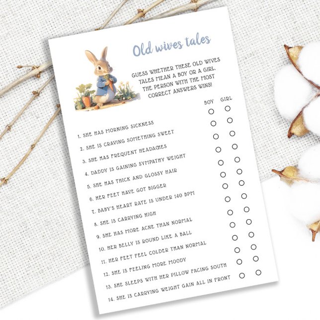 Peter Rabbit Old Wives Tales Baby Shower Game (Creator Uploaded)