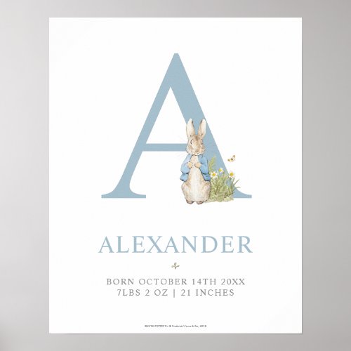 Peter Rabbit  Personalized Letter A Poster