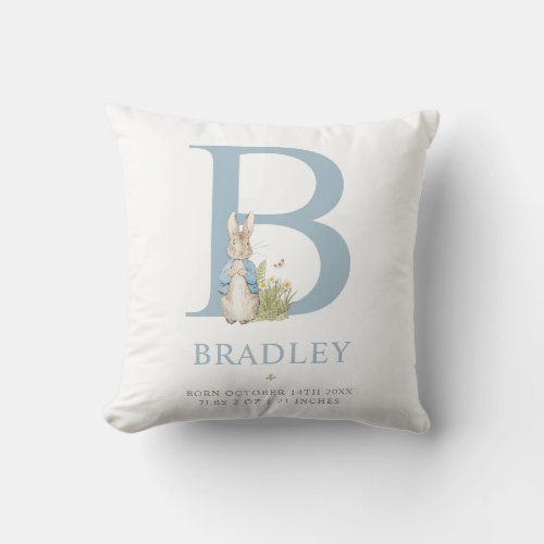 Peter Rabbit  Personalized Letter B Throw Pillow