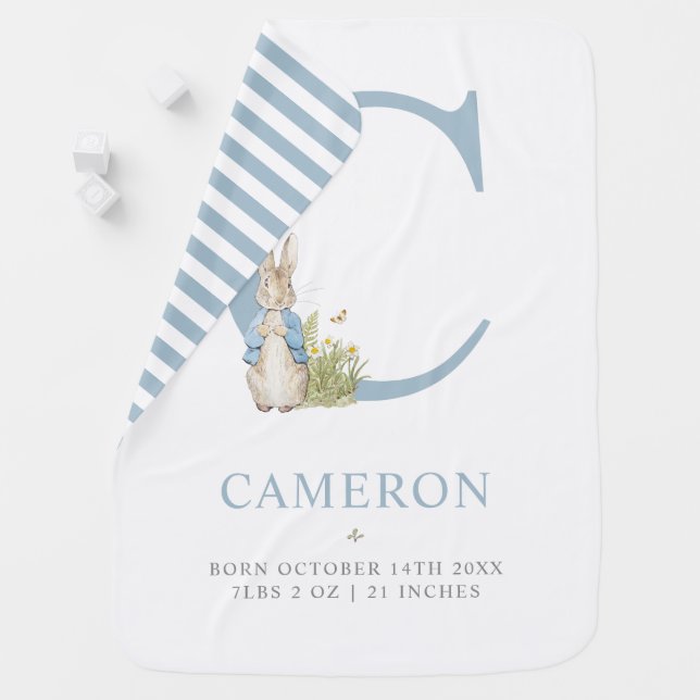 Peter Rabbit | Personalized Letter C Baby Blanket (In Situ)