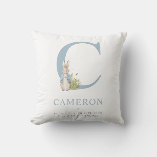 Peter Rabbit  Personalized Letter C Throw Pillow