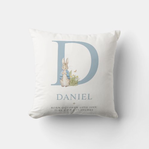 Peter Rabbit  Personalized Letter D Throw Pillow