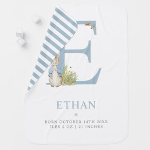 Peter Rabbit   Personalized Letter E Baby Blanket