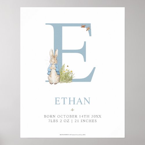 Peter Rabbit  Personalized Letter E Poster