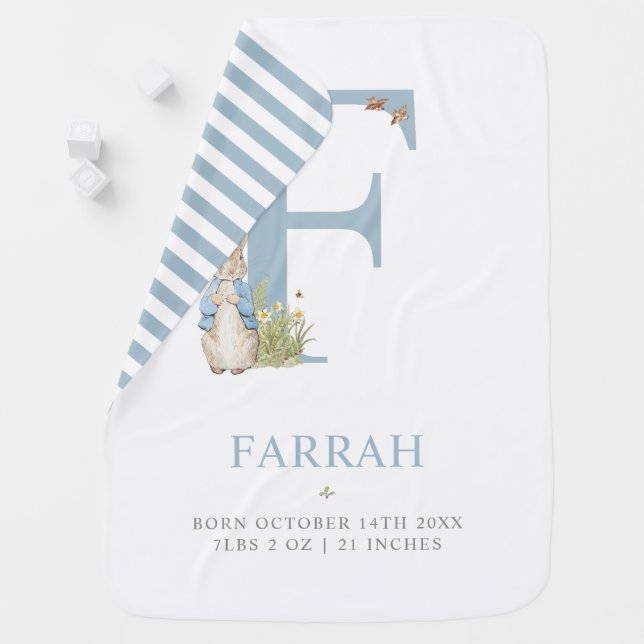 Peter Rabbit | Personalized Letter F Baby Blanket (In Situ)