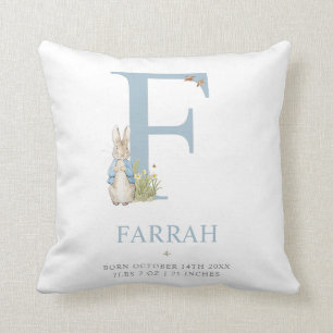 Peter Rabbit Personalized Letter F Throw Pillow