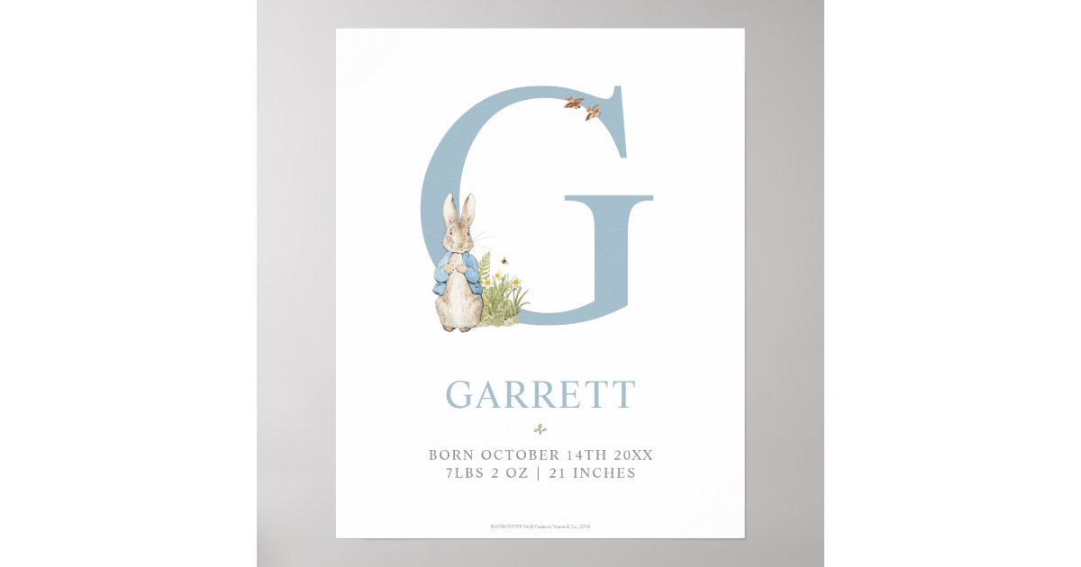 peter rabbit personalized letter g poster zazzlecom