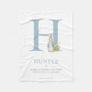 Peter Rabbit   Personalized Letter H Fleece Blanket
