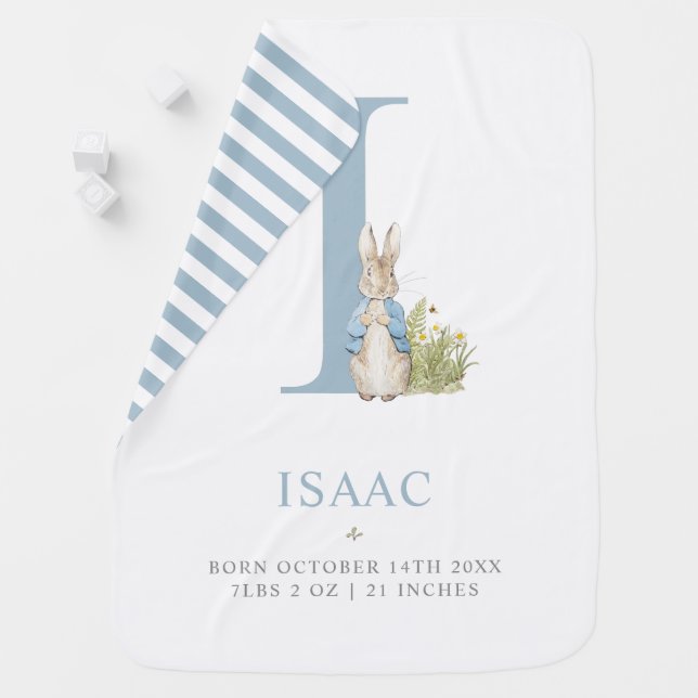 Peter Rabbit | Personalized Letter I Baby Blanket (In Situ)