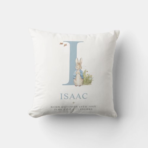 Peter Rabbit  Personalized Letter I Throw Pillow