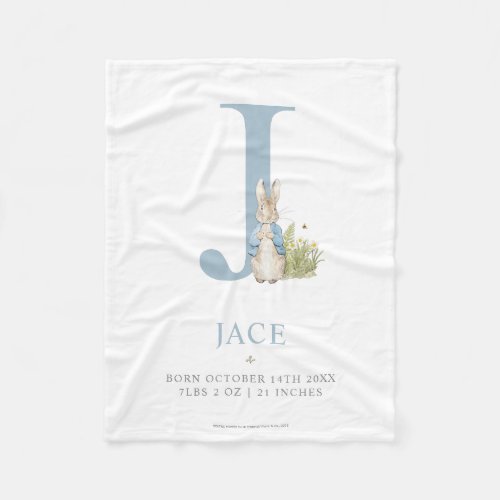 Peter Rabbit  Personalized Letter J Fleece Blanket