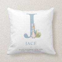 Peter Rabbit | Personalized Letter J Throw Pillow