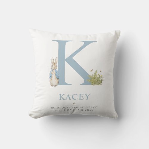 Peter Rabbit  Personalized Letter K Throw Pillow