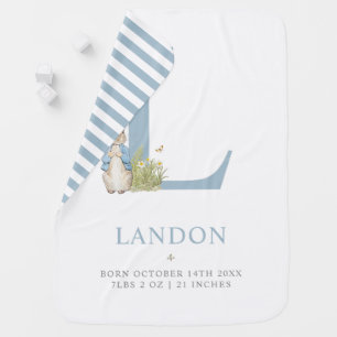 Peter Rabbit   Personalized Letter L Baby Blanket