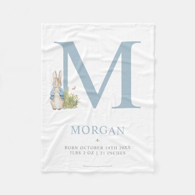Peter Rabbit | Personalized Letter M Fleece Blanket (Front)