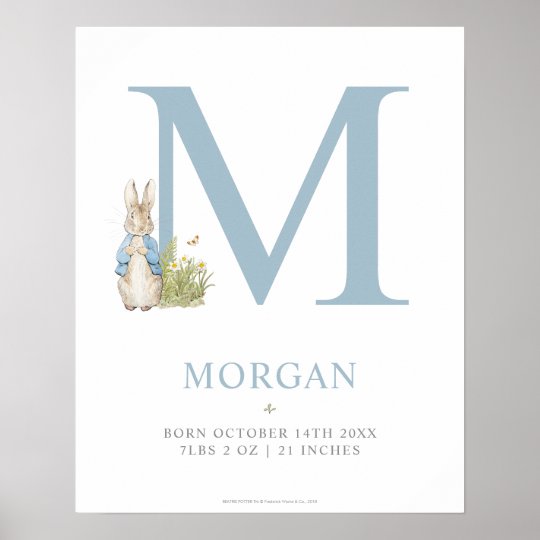 peter rabbit personalized letter m poster zazzlecom