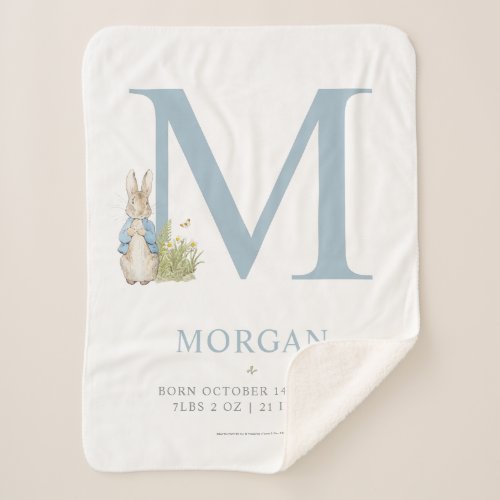 Peter Rabbit  Personalized Letter M Sherpa Blanket