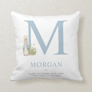 Peter Rabbit Personalized Letter M Throw Pillow
