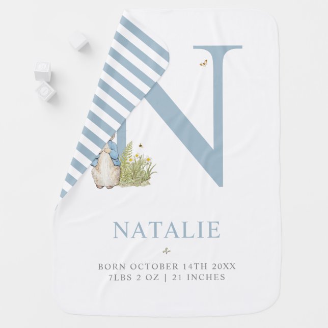 Peter Rabbit | Personalized Letter N Baby Blanket (In Situ)