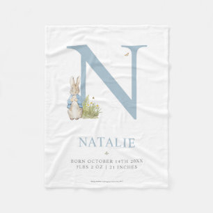 Peter Rabbit   Personalized Letter N Fleece Blanket