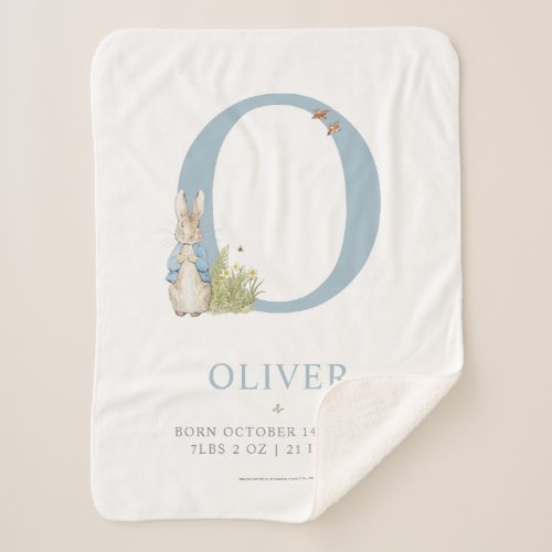Peter Rabbit  Personalized Letter O Sherpa Blanket