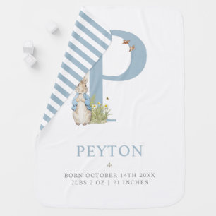 Peter Rabbit   Personalized Letter P Baby Blanket