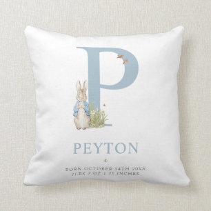 Peter Rabbit Personalized Letter P Throw Pillow