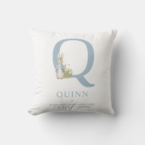 Peter Rabbit  Personalized Letter Q Throw Pillow