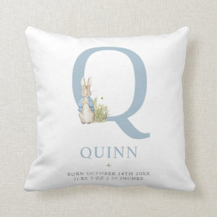 Peter Rabbit Personalized Letter Q Throw Pillow
