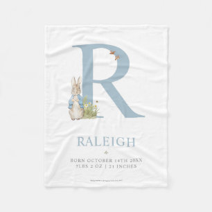 Peter Rabbit   Personalized Letter R Fleece Blanket