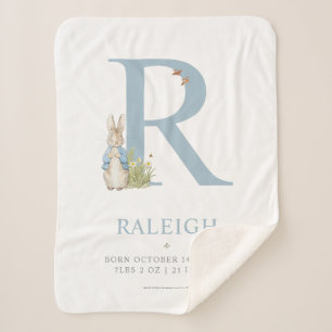 Peter Rabbit   Personalized Letter R Sherpa Blanket
